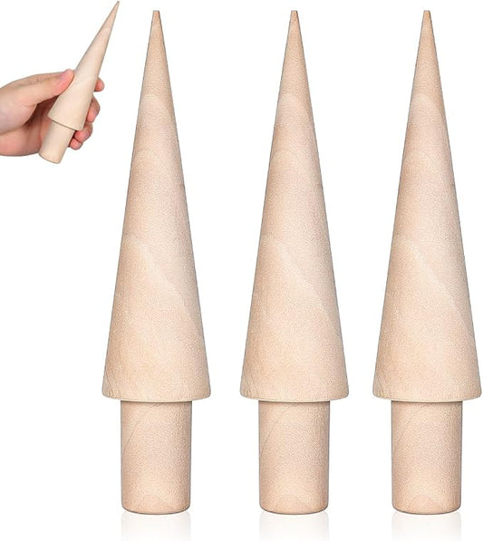 Gatuida 3-Piece Ice Cream Cone Mold Set Multi-Function Wooden Cone Roller for Waffle Cones Egg Rolls and Homemade Desserts Reusable Kitchen Baking Tool 7.08X1.57X1.57In