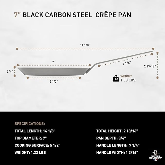Matfer Bourgeat Black Carbon Steel Crêpe Pan, 7"