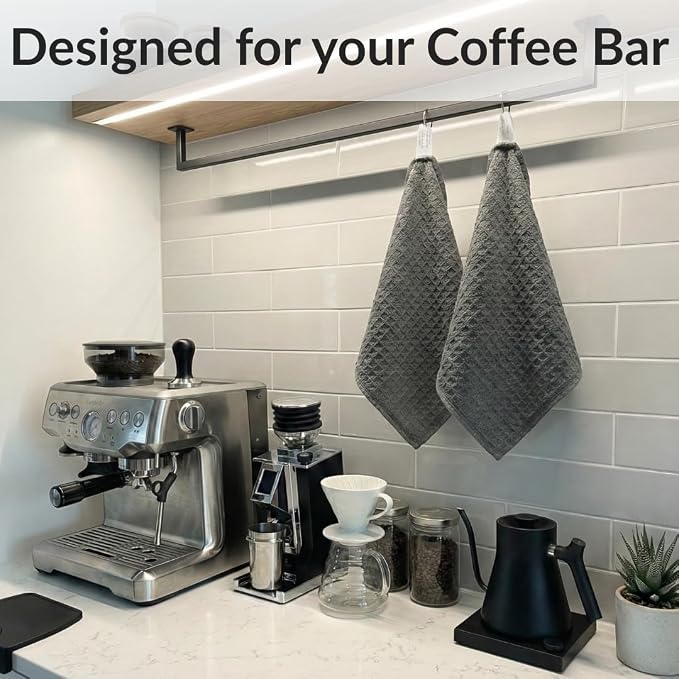 Solyra Barista Towels, 6 Pack, 12" x 12", Dark Gray | Oeko-Tex Certified, Microfiber Cloth, Coffee Towel