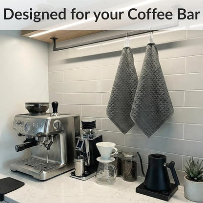 Solyra Barista Towels, 6 Pack, 12" x 12", Dark Gray | Oeko-Tex Certified, Microfiber Cloth, Coffee Towel