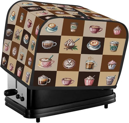 Coffee Toaster Cover 4 Slice Wide Slot Washable Toaster Covers | Cups Modern Dust and Fingerprint Protection Bread Maker Covers for Kitchen Accessories Decor Bakeware Women Gift