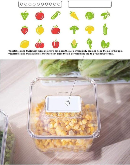 SANNO Fridge Produce Saver Food Storage Bin Containers, Refrigerator Food Fruit Vegetables storage Produce Saver Produce Saver Containers, Stackable Freezer Fridge