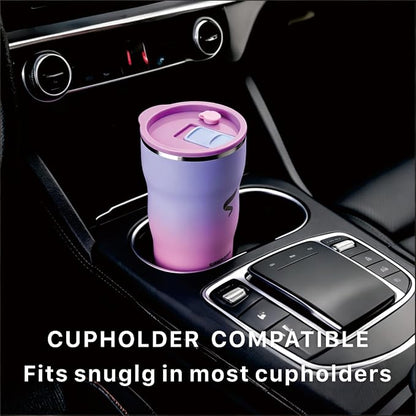 30 oz Stainless Steel Insulated Tumbler with Straw and Lid, Double Wall Vacuum Travel Cup, Spill Resistant, Fits Most Cup Holders, for Water, Iced Coffee and Hot Drinks, Lavender Ombre