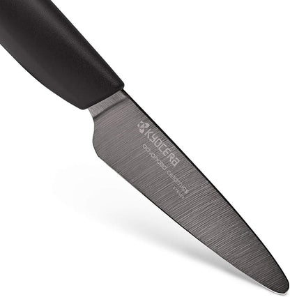 Kyocera's Revolution 4-Piece Knife Set: Includes 7" Chef's Santoku, 5.5" Santoku, 4.5" Utility & 3" Paring-Black