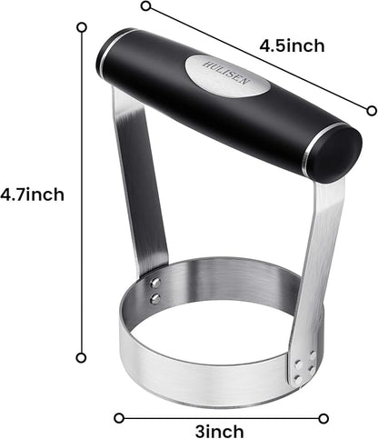 HULISEN Plain Edge Food Chopper, 3 Inch Manual Hand Chopper Dicer, Stainless Steel Round Handheld Food Cutter with Grip Handle, Chop Cabbage, Boiled Egg, Nut, Fruit, Vegetable, Meat for Salad