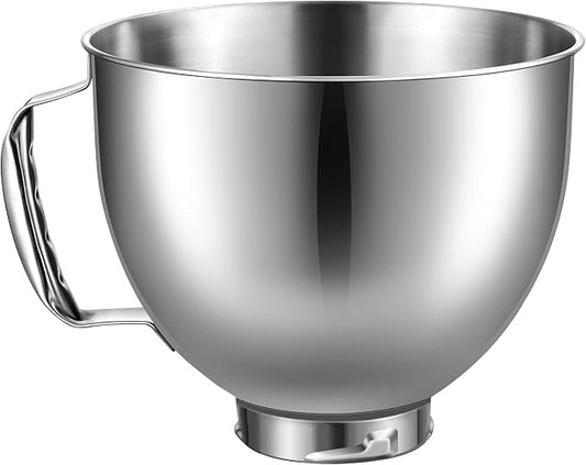 Stainless Steel Mixer Bowl for KitchenAid Artisan & Classic Series 4.5 Quart / 5 Quart Tilt-Head Stand Mixers, KSM150 Stainless Steel Bowl Replacement, Mixing Bowl for KitchenAid, Silver