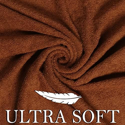 6 Piece 100% Cotton Bath Towel Set -2 Bath 2 Hand 2 Face, Brown