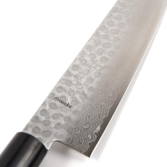Japanese Chef Knife Hammered Damascus VG-10 46 Layer D-Shape Magnolia Wood Handle, Gyuto 9.5-inch (240mm)