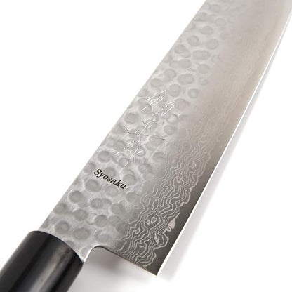Japanese Chef Knife Hammered Damascus VG-10 46 Layer D-Shape Magnolia Wood Handle, Gyuto 9.5-inch (240mm)