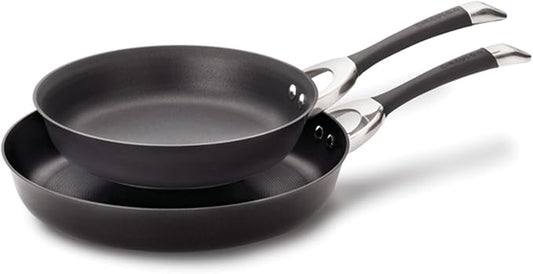 Circulon Symmetry Hard Anodized Nonstick Induction Frying Pan Twin Pack, 10-Inch and 12-Inch, Pan Sets for Cooking Nonstick, Black