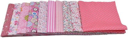 10pcs 12 x 12 inches (30cmx30cm) Print Pink Series Fabric Bundle Squares Patchwork DIY Sewing Scrapbooking Quilting Pattern Artcraft Collection B