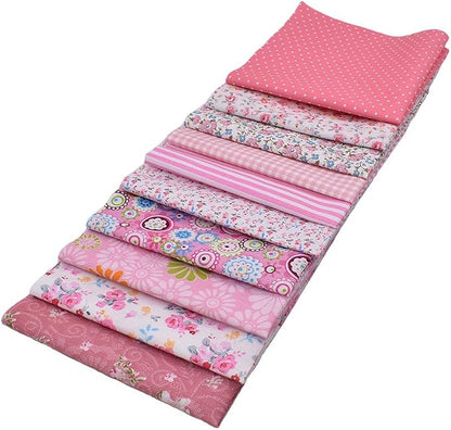10pcs 12 x 12 inches (30cmx30cm) Print Pink Series Fabric Bundle Squares Patchwork DIY Sewing Scrapbooking Quilting Pattern Artcraft Collection B