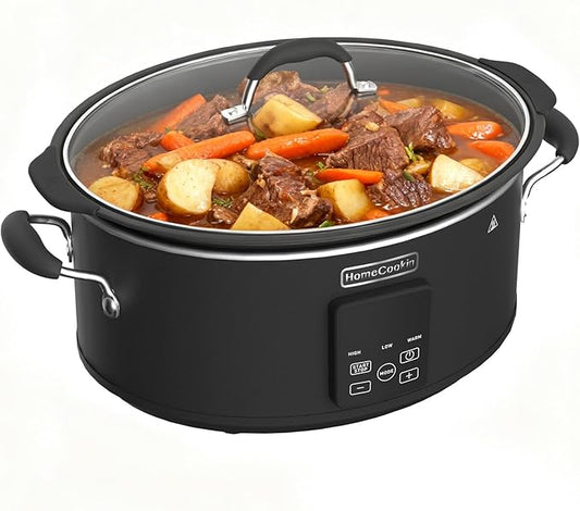 HOMECOOKIN Slow Cooker, Extra Large 10 Quart Programmable Slow Cookers with Timer, Dishwasher Safe Glass Lid & Crock, Kitchen Appliance for Families and Gatherings, Black