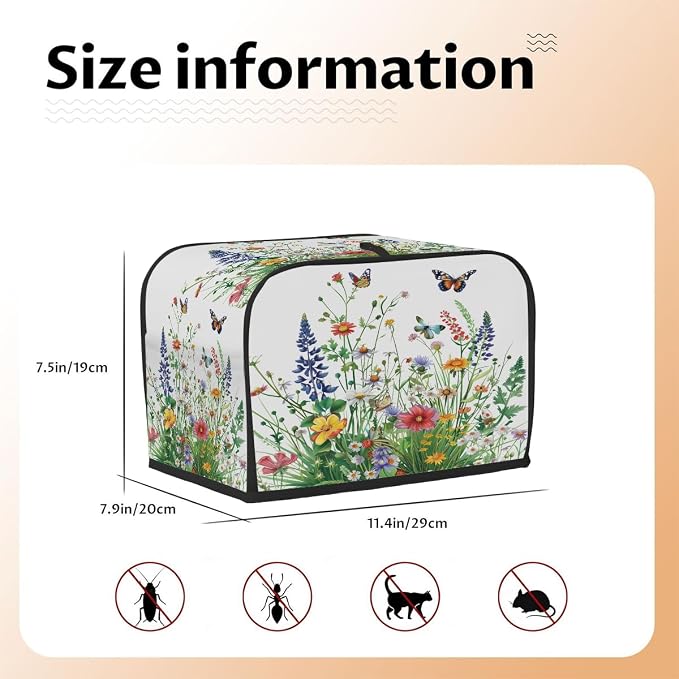 Toaster Cover 2 Slice Wide Slot Green Grass SpringBread Toaster Oven Dustproof Cover Small Appliance Kitchen Covers Dust and Fingerprint Protection for Women Gift 2 Slice