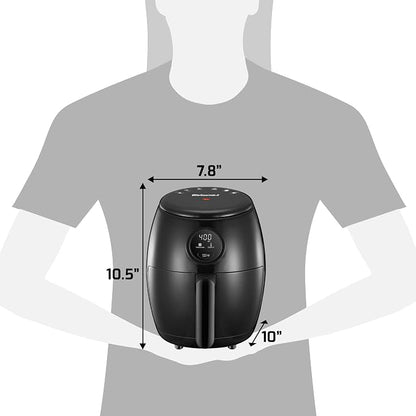 Elite Gourmet EAF-2612DX Personal 2.1Qt Compact Space Saving Programmable Hot Air Fryer, Oil-Less Healthy Cooker, Timer & Temperature Controls, 1000W, Black
