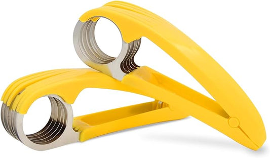 FireKylin Banana Slicer,ABS + Stainless Steel Fruit and Vegetable Salad Peeler Cutter Kitchen Tools For Banana, Strawberry,Grape（2 pcs）