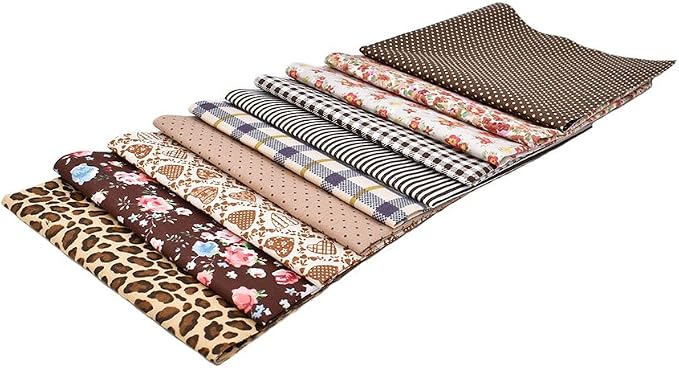 10pcs 12 x 12 inches (30cmx30cm) Print Coffee Series Fabric Bundle Squares Patchwork DIY Sewing Scrapbooking Quilting Pattern Artcraft