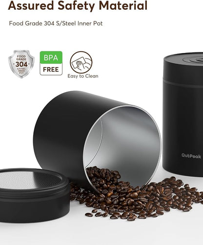 OUTPEAK Neo Latest Kilo Auto Vacuum Coffee Canister, 1.5L Capacity for 17.6oz of Coffee Beans, One-Button Operation, Stainless Steel Coffee Storage Container with Scoop (Barista Champion's Choice)