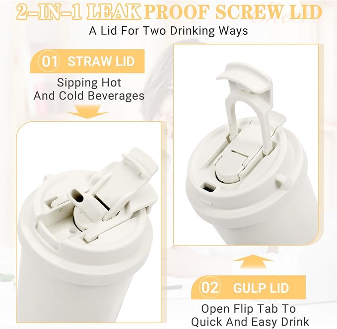 Insulated Tumbler With Lid And Straw, Stainless Steel Cat Coffee Tumbler 16 Oz, Travel Ceramic Lined Coffee Tumbler, Double Wall Vacuum Leak Proof Mug For Office School Party Camping (Working Cat)