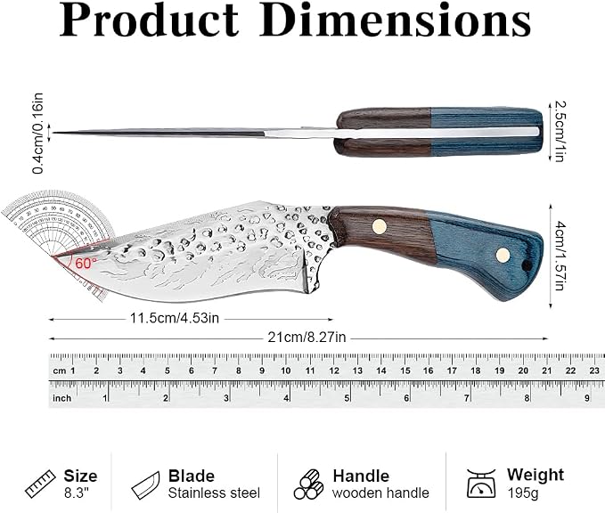 Fixed Blade Hunting Knife with Leather Sheath - Small EDC Fixed Blade Knife for Men, Outdoor Camping Bushcraft Hiking Tactical Pocket Knife