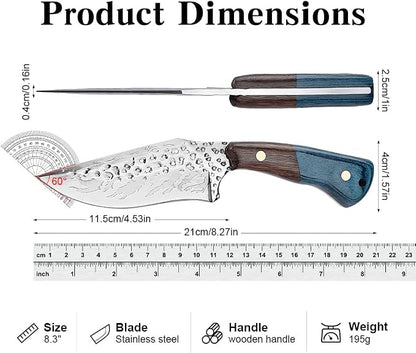 Fixed Blade Hunting Knife with Leather Sheath - Small EDC Fixed Blade Knife for Men, Outdoor Camping Bushcraft Hiking Tactical Pocket Knife