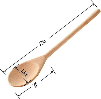 Kitchen Wooden Spoons Mixing Baking Serving Utensils Puppets 12 In - 12 Pack