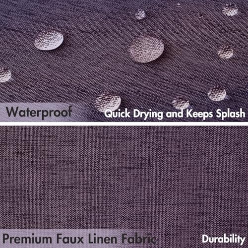 MIULEE Purple Scalloped Linen Shower Curtain 72x72 Inches