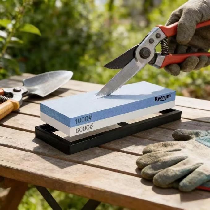 Premium Knife Sharpening Stone Whetstone 1000/6000 with 2 Non-Slip Rubber Bases, Safety and Anti-Slip Suitable for All Kinds of Knives