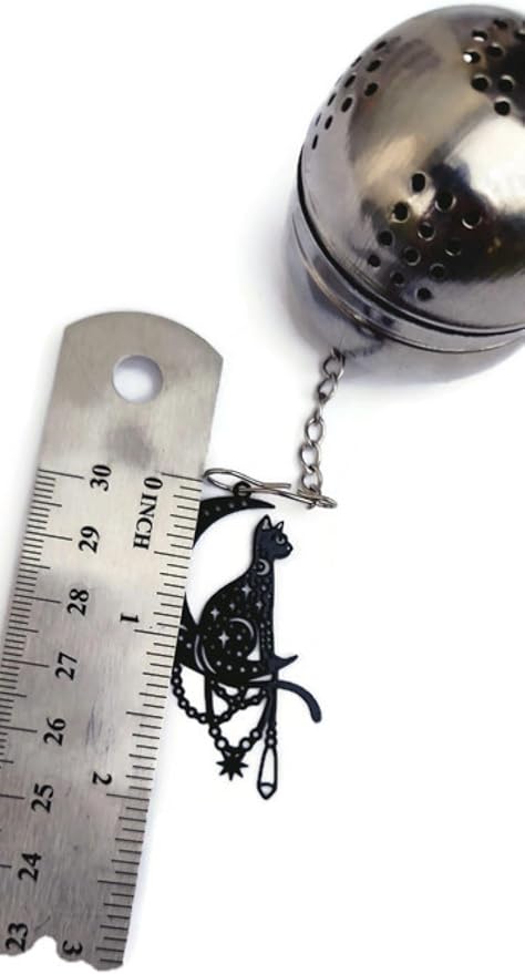 Black Cat Tea Infuser Strainer Metal Ball - Spooky Home Decor, Halloween Gift, Goth Themed Decorations