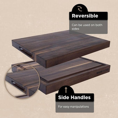 Medium Wood Cutting Board from American Walnut - A Butcher Block That Comes with Juice Groove for Cutting Meat and Juicy Veggies Easily - Walnut Chopping Board - 16x12x1.5 inches