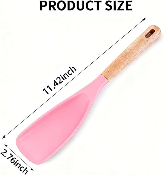Cedar and Ash Spoon,Cedar and Ash Spoonula,Multifunction Spatula Cooking Spoon, Matte Kitchen Silicone Utensil for Cooking Serving Perfect Spatula for Pasta Salad (PINK)
