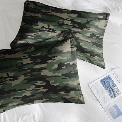 Pamnest Comforter Set King Size, Camo Army Camouflage 7 Pcs Bedding for Kids and Adults, Military Bed Sheet Sets with Fitted Sheet 2 Pillowcase & 2 Sham for Bedroom Bed Decor