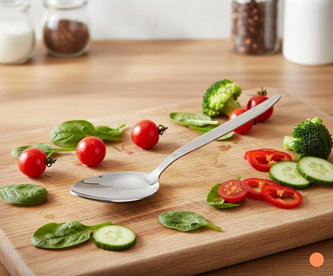 2-Pack Chef Kunz Sauce Spoon | Silverware 18/10 Stainless Steel Silver Culinary Serving Spoons | 9 Inch Basting, Quenelle, Dinner, Plating, Chef Cooking Spoon | Dishwasher safe