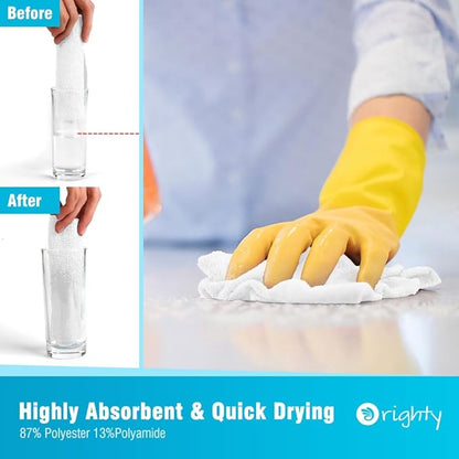 Orighty Cleaning Cloths Bulk, 150 Pack Shop Rags Reusable, Multi-Purpose Shop Towels for Cars, Microfiber Cleaning Rags for Automotive, Mechanic, Kitchen, Lint Free Towels 12x12 Inch, White