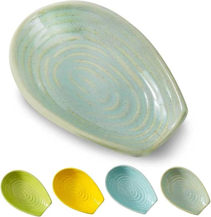 HASENSE Ceramic Spoon Rest for Stove Top, Heat-Resistant Spoon Holder for Kitchen Counter, Sage Green Swirl Utensil Rest for Spatula, Ladle, Whisk & Cutlery, Dishwasher & Microwave Safe