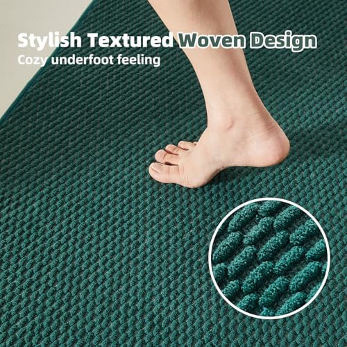 TYUU Large Bathroom Rugs Non Slip Washable Bath Rugs Super Absorbent Bathroom Rug Thin Quick Dry Low Pile Bath Mats, Dark Green 36"x60"