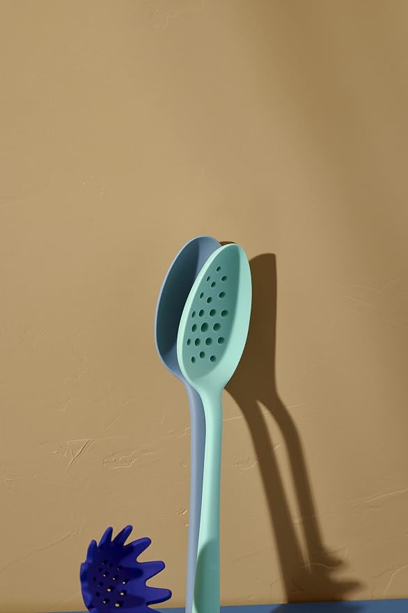 GIR: Get It Right Silicone Serving Spoon Perforated - 13 In Studio White Modern - Heat Resistant Up to 425°F - Dishwasher Friendly - Long-Handled Straining & Stirring