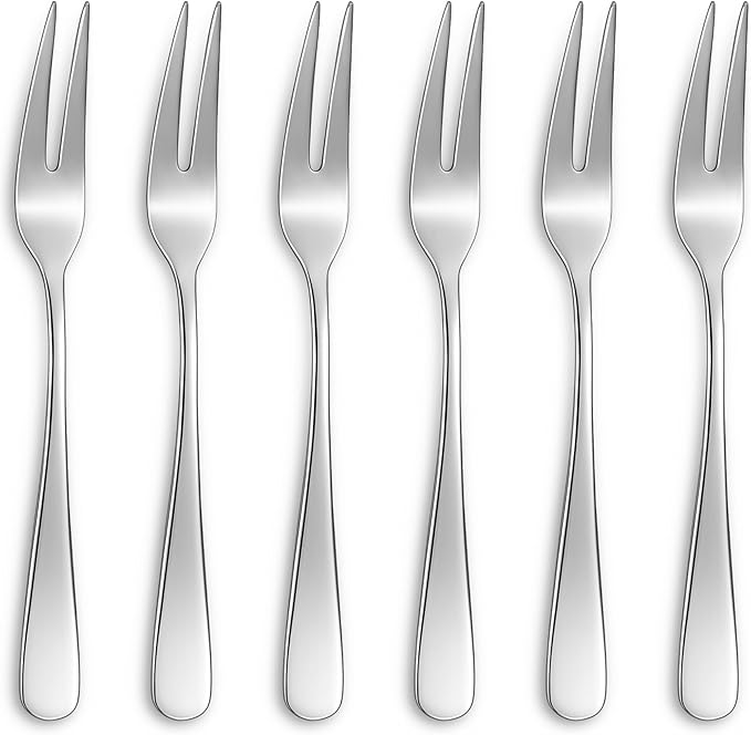KEAWELL Premium 6-Piece 5.7" Louise Fruit Forks, 18/10 Stainless Steel, Dishwasher Safe