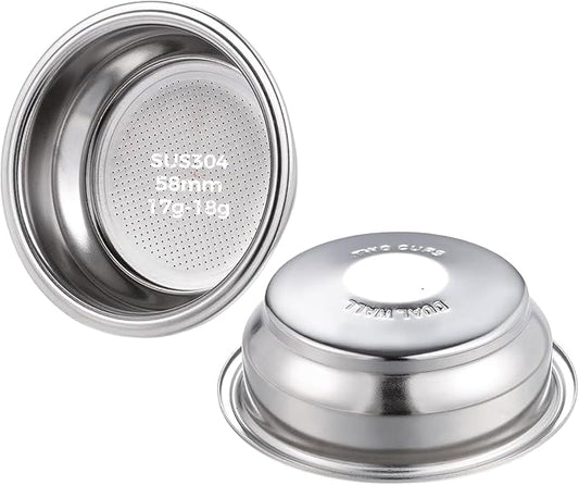 Tuni 58mm Dual Wall Filter Basket, Stainless Steel Coffee Pressurized Filter Replacement Accessories for 58mm E2 Espresso Machine Portafilter, 2 PCS