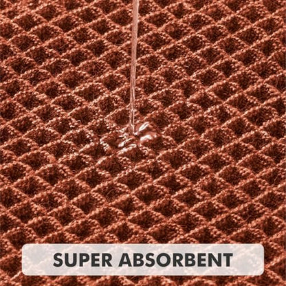 MIULEE Fall Rust Set of 2 Waffle Bathroom Rugs Boho Bath Mat 17x24 Inch