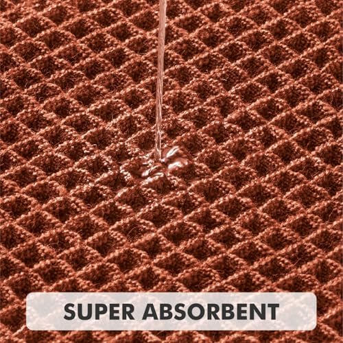 MIULEE Fall Rust Set of 2 Waffle Bathroom Rugs Boho Mat 17"x24"+18"x30"