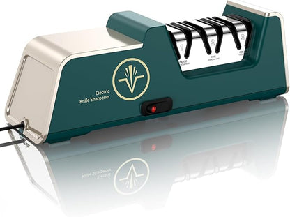 VIDOME Professional Electric Knife Sharpener with 100% Diamond Abrasives, 3-Stage Precision Angle Guides, Champagne Gold, for Kitchen Straight Edge and Ceramic Knives