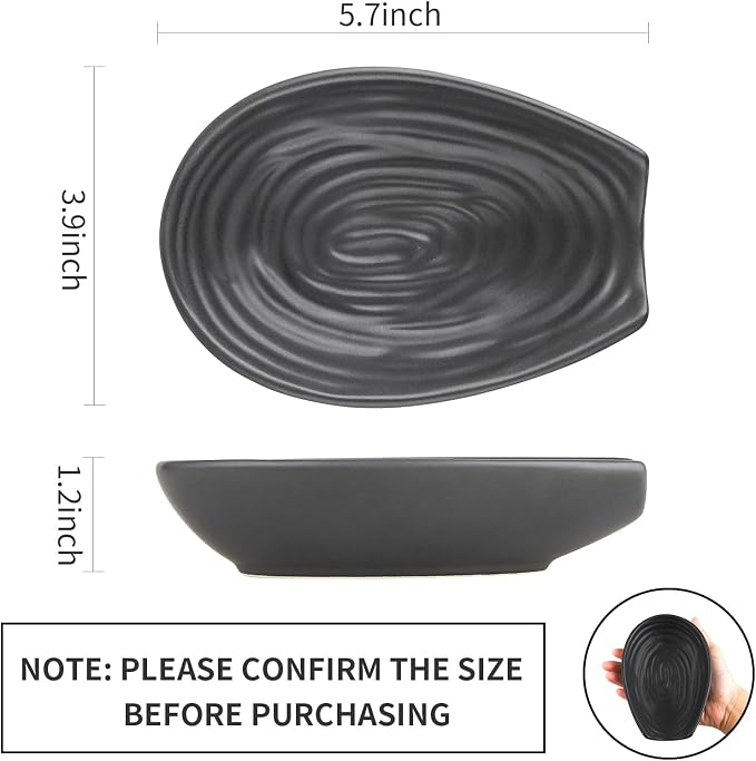 Hasense Spoon Rest for Kitchen Countertop and Stove Top, Stable Heat-resistant Spoon Holder for Home Kitchen Coffee Bar Cooking, Matte Black Utensil Rest for Spatula Ladles Tongs, 1 PC