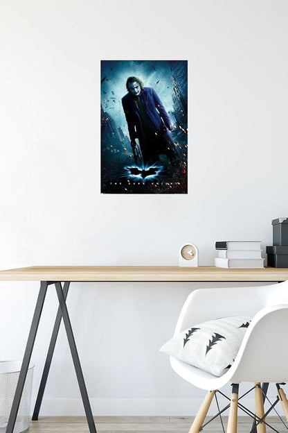 Trends International DC Comics Movie - The Dark Knight - The Joker - One Sheet Wall Poster, 14.725" x 22.375", Premium Poster & Mount Bundle