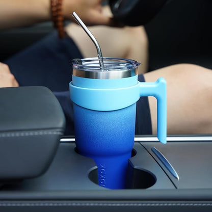 BJPKPK 10oz Stainless Steel Double Wall Insulated Tumbler With Handle And Straw Lid,Lemon