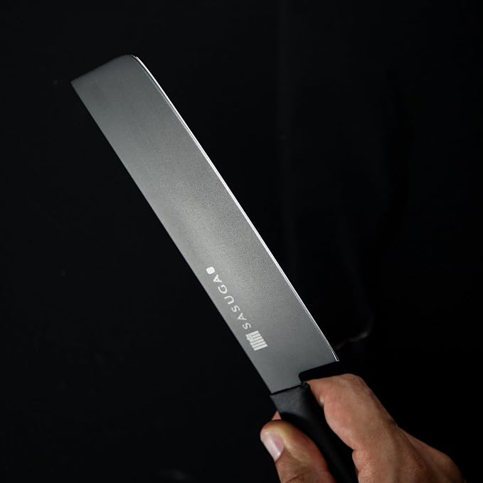 SASUGA Lightweigth Japanese Nakiri Vegetable Knife 165 mm – Made in Japan | Molybdenum-Vanadium Stainless Steel | Flat Blade for Precise Vegetable Cutting