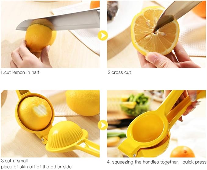 Y-ME Manual Juicer Citrus Lemon Squeezer, Fruit Juicer Lime Press Metal, Professional Hand Juicer Kitchen Tool(Yellow）