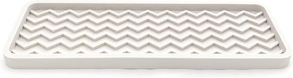 Silicone Sink Organizer Tray, Rectangular, Modern Style, Heat Safe, Dishwasher Safe, for Bathroom and Kitchen Organization (Vanilla Cream, 12"x4", Chevron Pattern)