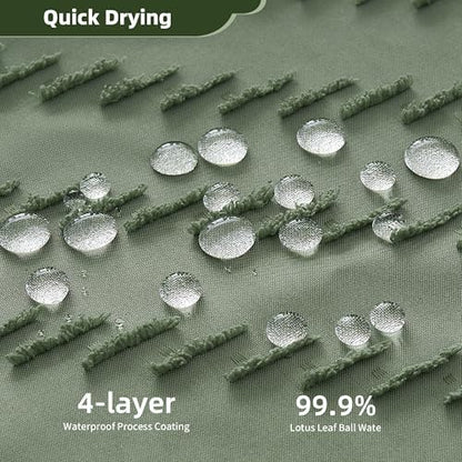 Siiluminisoy Boho Extra Long Sage Green Shower Curtain with Tassel, Woven Fabric, Tufted Chevron Striped, 72 x 78, Modern Chic Textured Minimalist