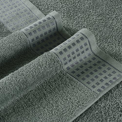 GLAMBURG 100% Cotton Ultra Soft 6 Pack Towel Set, Contains 2 Bath Towels 28x55 Inches, 2 Hand Towels 16x24 Inches & 2 Wash Coths 12x12 Inches, Compact Absorbent Lightweight & Quickdry - Jade